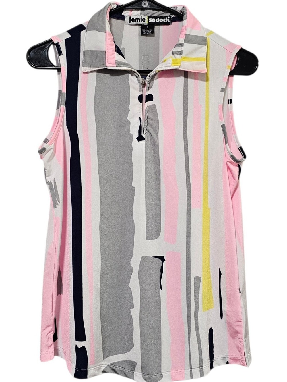 Jamie Sadock Women's Pink & Grey Sleeveless Performance Quarter Zip Size S